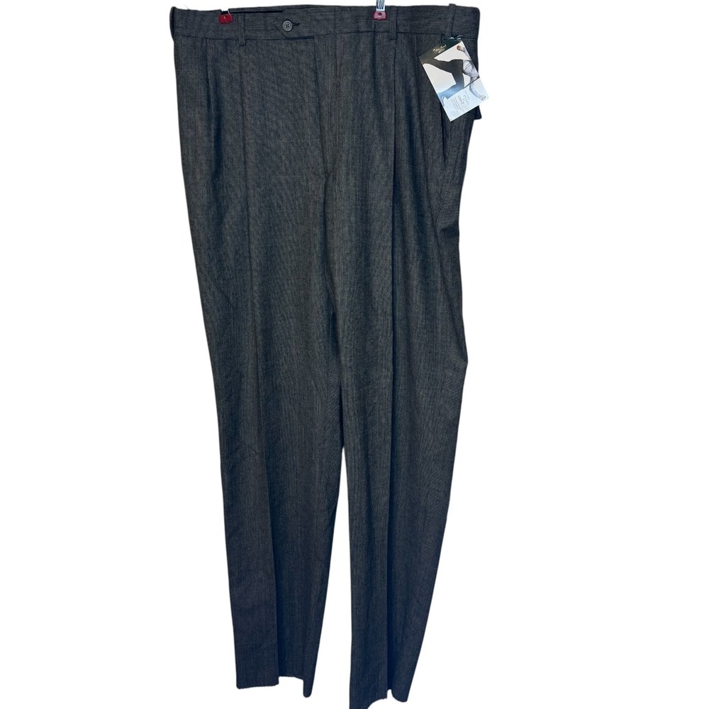 Palm Beach Mens Pants 100% Wool Reflex Windowpane Pleated Lined Trousers 38R NWT